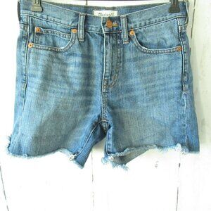 Madewell Jeans The Boy Shorts 25 Mid Rise Boyfriend Raw Hem Frayed